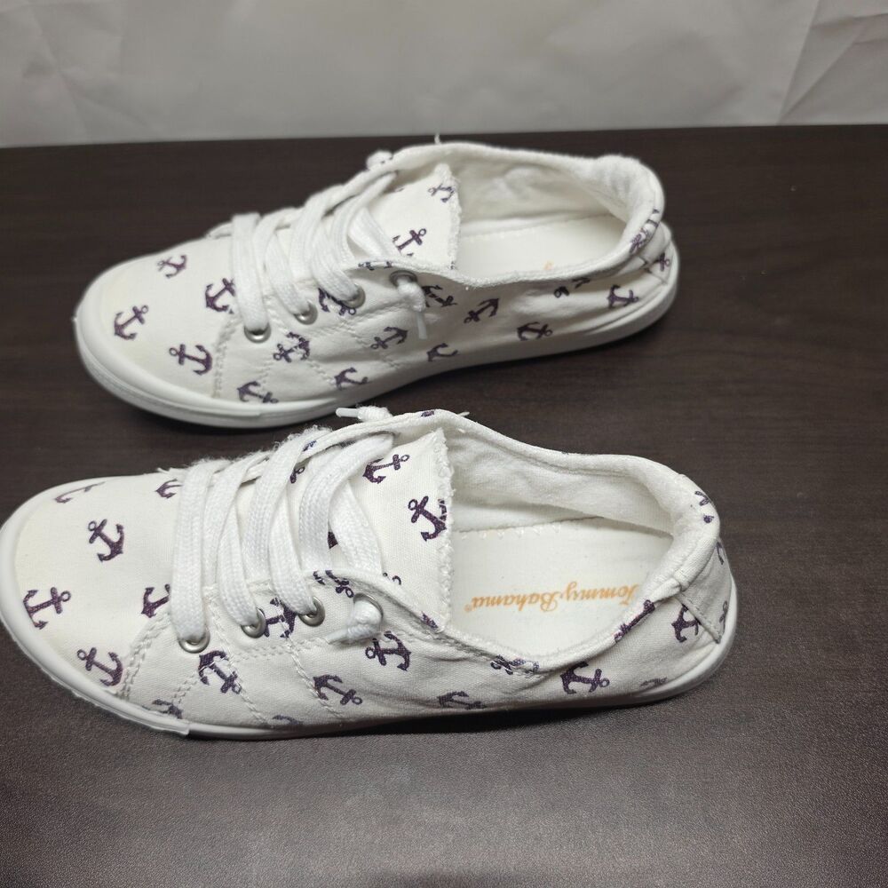 Tommy Bahama Womens 7 Nautical Anchor Sneakers White Canvas Casual Shoes - Picture 4 of 11